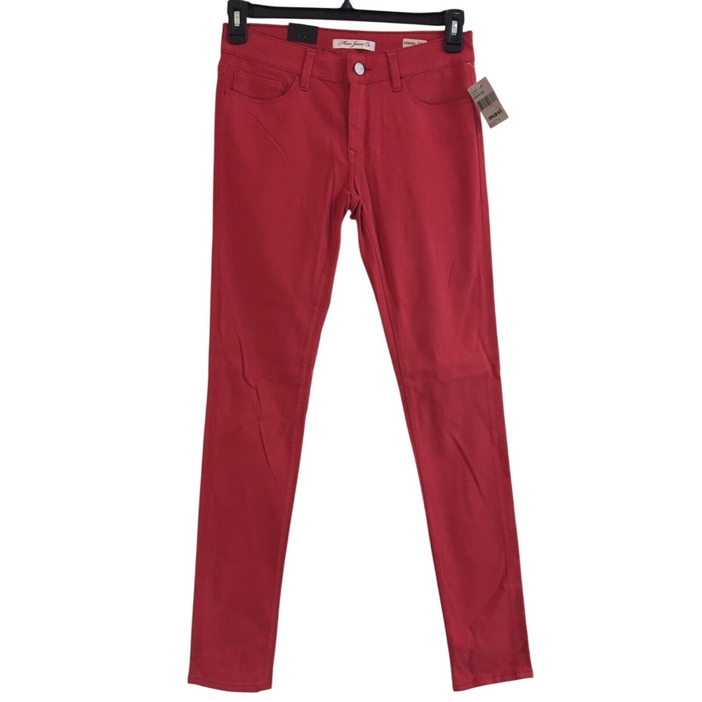 NEW Mavi Jeans 27 Red Adriana Mid Rise Super Skinny Stretch Denim